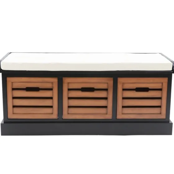 Natural Rustic Crate Upholstered Storage Bench-Kirkland's Home Flash Sale