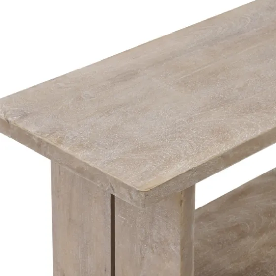 Natural Rustic Whitewashed Mango Wood Bench-Kirkland's Home Flash Sale