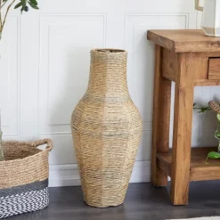 Natural Seagrass Tapered Coastal Vase, 27 In.-Kirkland's Home Shop