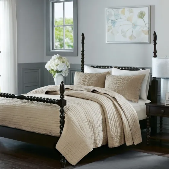 Natural Serene Quilted 3-Pc. Queen Coverlet Set-Kirkland's Home Outlet