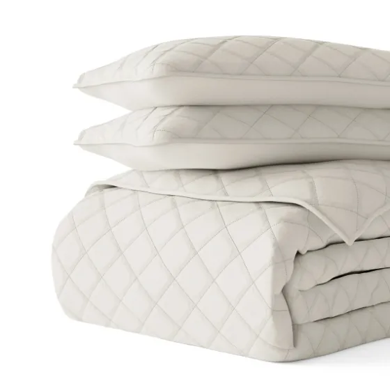 Natural Stitched Diamond 3-Pc. Queen Quilt Set-Kirkland's Home Sale
