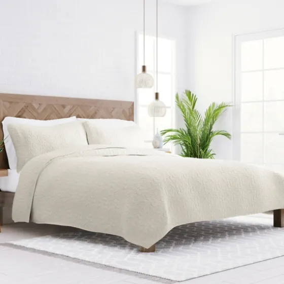 Natural Stitched Floral 3-Pc. King Quilt Set-Kirkland's Home Cheap