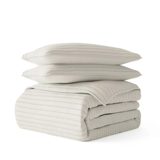 Natural Stitched Stripes 2-Pc. Twin Quilt Set-Kirkland's Home Hot