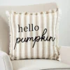 Natural Stripe Hello Pumpkin Pillow-Kirkland's Home Cheap