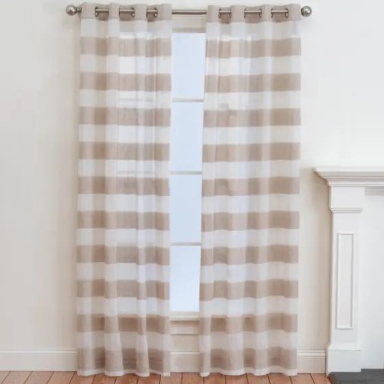 Natural Stripe Sheer Single Curtain Panel, 84 In.-Kirkland's Home Best Sale
