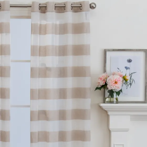Natural Stripe Sheer Single Curtain Panel, 84 In.-Kirkland's Home Best Sale