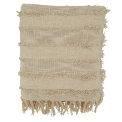 Natural Striped And Fringe Throw Blanket-Kirkland's Home Clearance