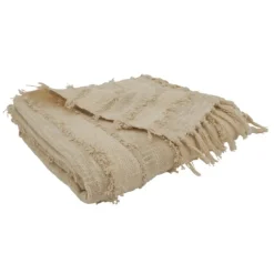 Natural Striped And Fringe Throw Blanket-Kirkland's Home Clearance