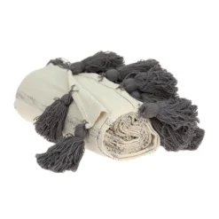 Natural Striped Cotton Handloomed Tassel Throw-Kirkland's Home Cheap