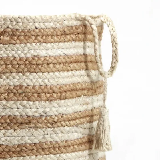 Natural Striped Jute Basket With Handles, 19 In.-Kirkland's Home Sale