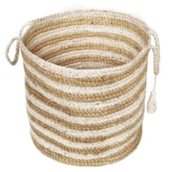Natural Striped Jute Basket With Handles, 19 In.-Kirkland's Home Sale