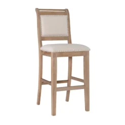 Natural Striped Upholstered Wood Frame Bar Stool-Kirkland's Home Sale