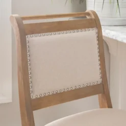 Natural Striped Upholstered Wood Frame Bar Stool-Kirkland's Home Sale