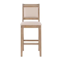 Natural Striped Upholstered Wood Frame Bar Stool-Kirkland's Home Sale