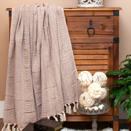Natural Striped Woven Tassel Throw-Kirkland's Home Best