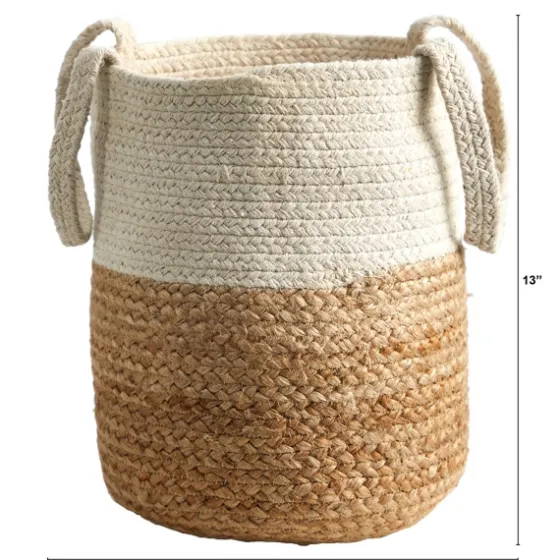 Natural Tan And White Jute Basket With Handles-Kirkland's Home Store