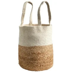 Natural Tan And White Jute Basket With Handles-Kirkland's Home Store