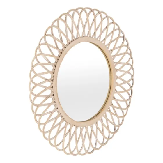 Natural Tan Daisy Spiral Wicker Framed Mirror-Kirkland's Home Best