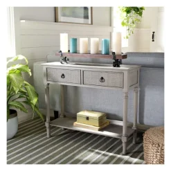 Natural Textured 2-Drawer Console Table-Kirkland's Home Fashion