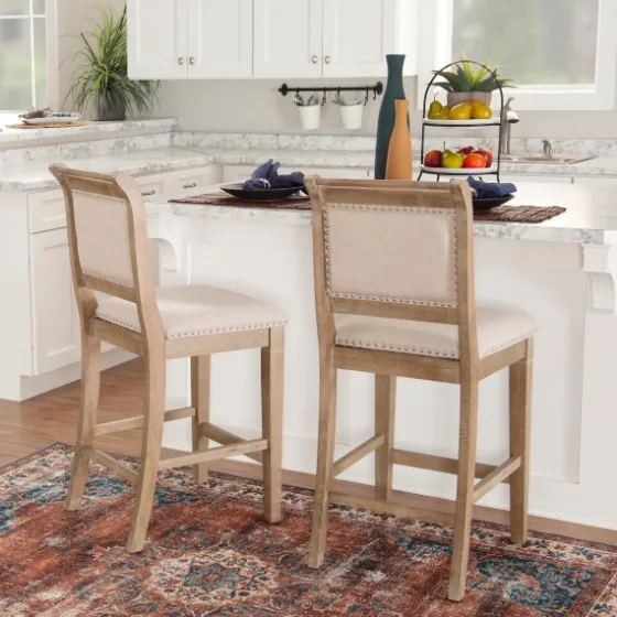 Natural Upholstered Wood Frame Counter Stool-Kirkland's Home Store