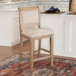 Natural Upholstered Wood Frame Counter Stool-Kirkland's Home Store