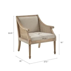 Natural Upholstery Cane Inset Accent Chair-Kirkland's Home Shop