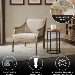 Natural Upholstery Cane Inset Accent Chair-Kirkland's Home Shop