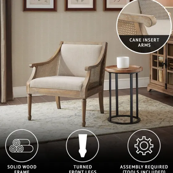 Natural Upholstery Cane Inset Accent Chair-Kirkland's Home Shop