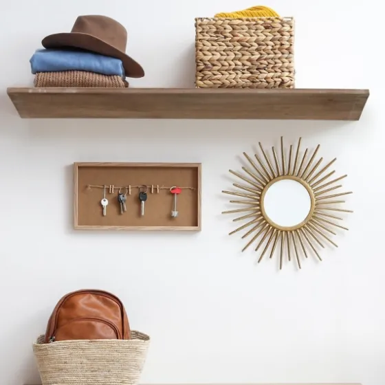 Natural Wedge Wood Large Floating Shelf-Kirkland's Home Fashion