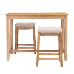 Natural Wood & Upholstered Stools 3-Pc. Dining Set-Kirkland's Home Sale