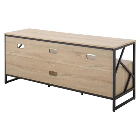 Natural Wood And Black Steel Media S D-Kirkland's Home Best