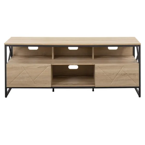 Natural Wood And Black Steel Media S D-Kirkland's Home Best