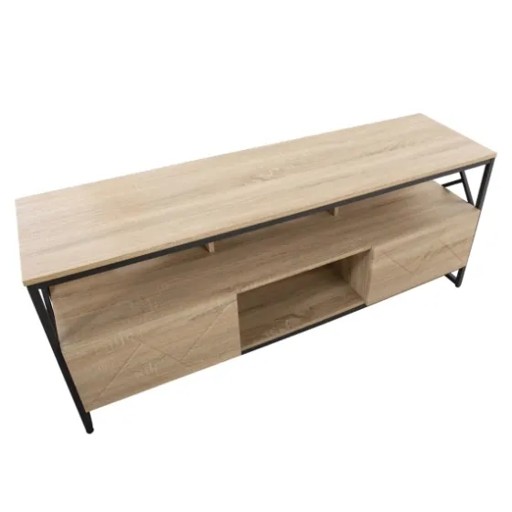 Natural Wood And Black Steel Media S D-Kirkland's Home Best