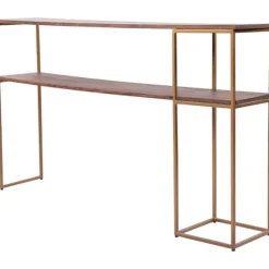 Natural Wood And Bronze Metal Console Table-Kirkland's Home Shop