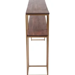 Natural Wood And Bronze Metal Console Table-Kirkland's Home Shop