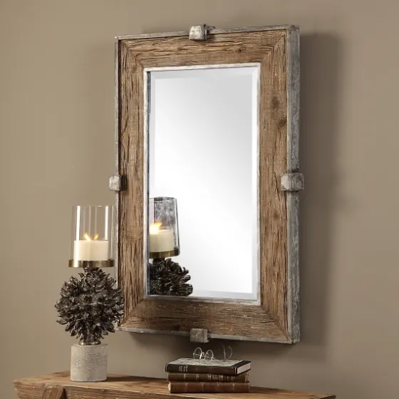 Natural Wood And Burnished Metal Mirror-Kirkland's Home New