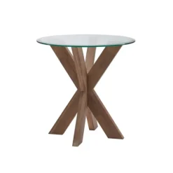 Natural Wood And Glass Top X-Base Accent Table-Kirkland's Home Fashion
