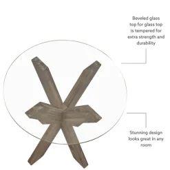 Natural Wood And Glass Top X-Base Accent Table-Kirkland's Home Fashion