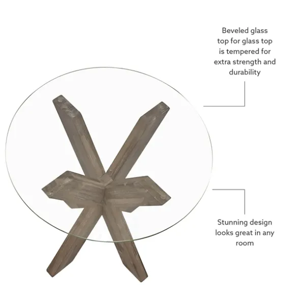 Natural Wood And Glass Top X-Base Accent Table-Kirkland's Home Fashion