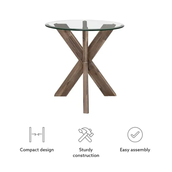 Natural Wood And Glass Top X-Base Accent Table-Kirkland's Home Fashion