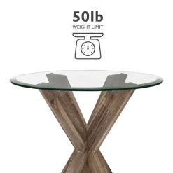 Natural Wood And Glass Top X-Base Accent Table-Kirkland's Home Fashion