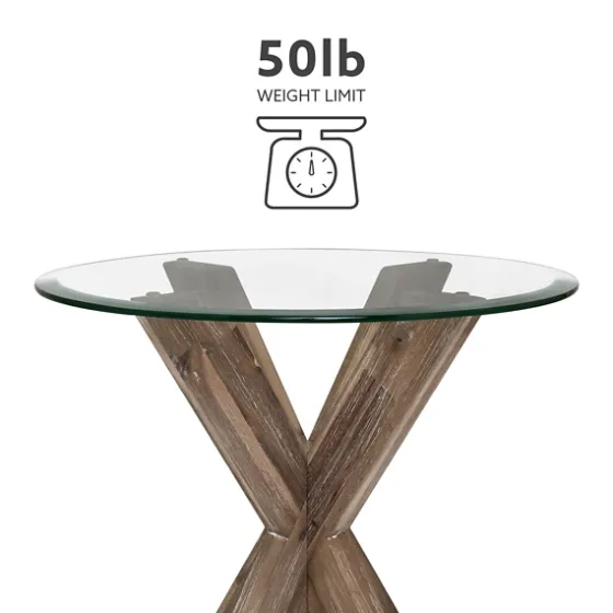 Natural Wood And Glass Top X-Base Accent Table-Kirkland's Home Fashion