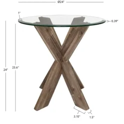 Natural Wood And Glass Top X-Base Accent Table-Kirkland's Home Fashion