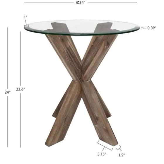 Natural Wood And Glass Top X-Base Accent Table-Kirkland's Home Fashion