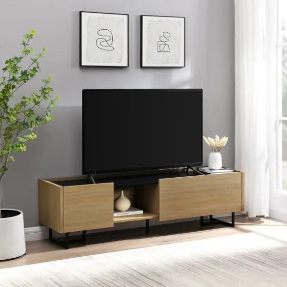Natural Wood And Marble 2-Door Tv S D-Kirkland's Home Flash Sale