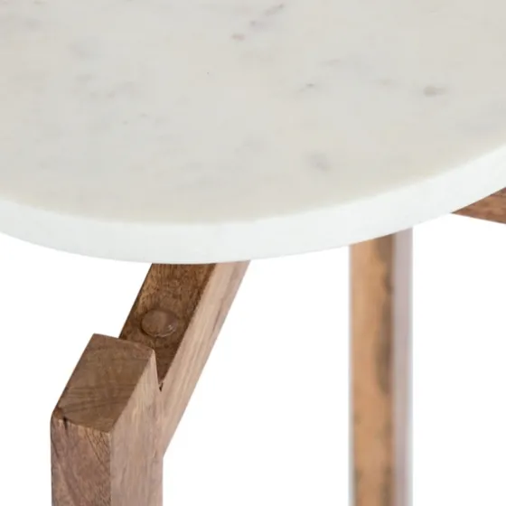 Natural Wood And Marble Moxley Accent Table-Kirkland's Home Cheap