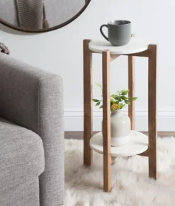 Natural Wood And Marble Moxley Accent Table-Kirkland's Home Cheap