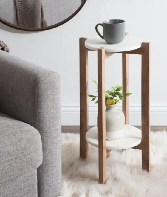 Natural Wood And Marble Moxley Accent Table-Kirkland's Home Cheap