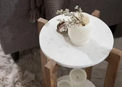 Natural Wood And Marble Moxley Accent Table-Kirkland's Home Cheap