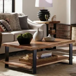 Natural Wood And Metal Coffee Table-Kirkland's Home Discount